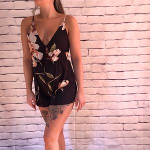 Black floral romper